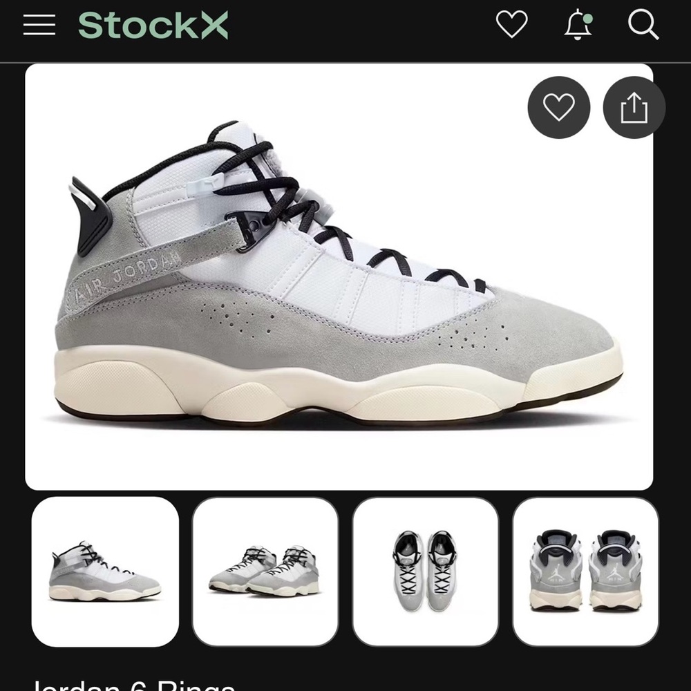 Jordan 6 Rings White and Gray Sneakers